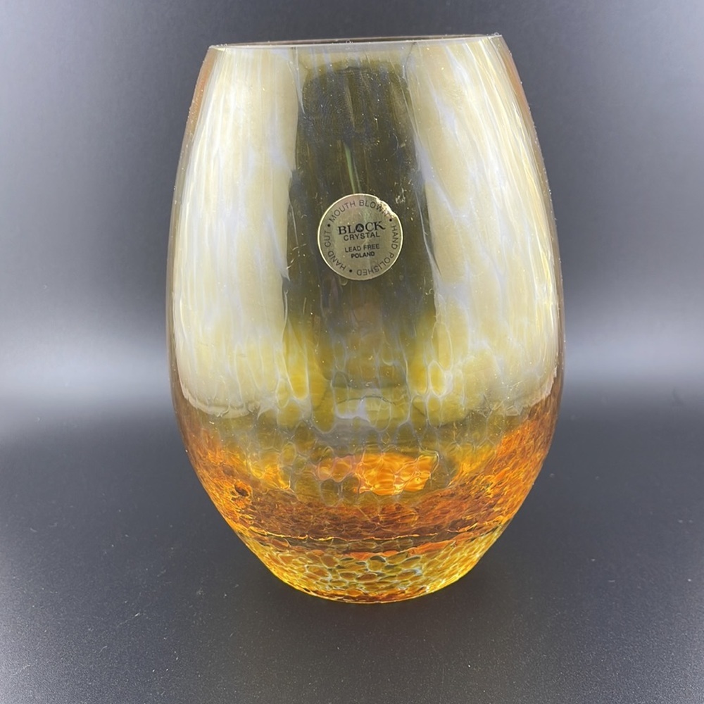Block Crystal Amber Vase